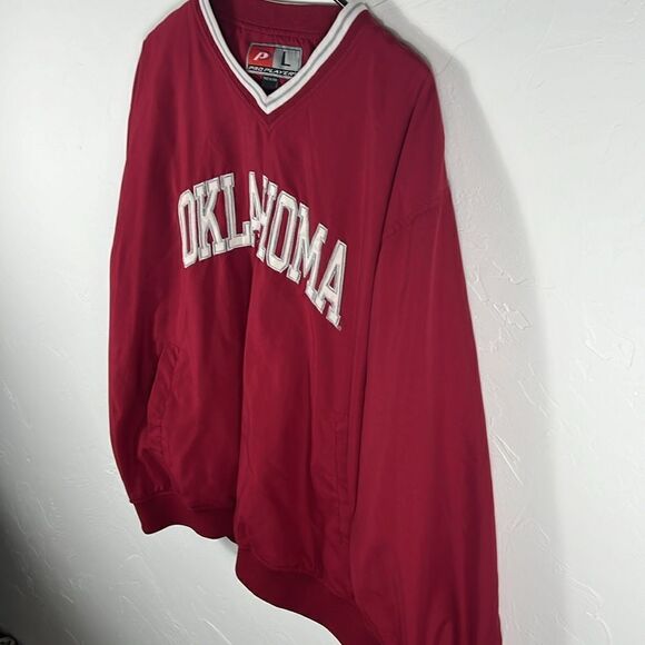 🔥🏈 Vintage OKLAHOMA SOONERS Pro Player Embroidered Pullover Jacket Sz Lg - EUC - Picture 3 of 11